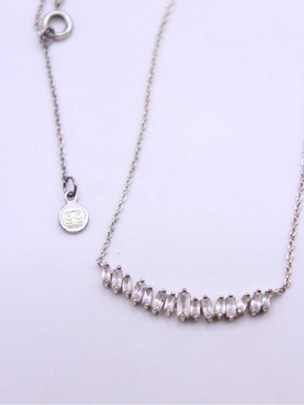 Gorjana Discontinued Delicate Silver Plated Crystal Bar Necklace